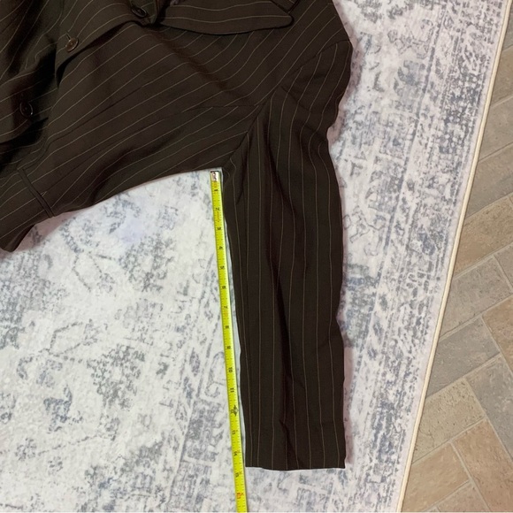 VTG Banana Republic Dark Brown Wool Pinstripe Blazer 4 - Picture 14 of 16